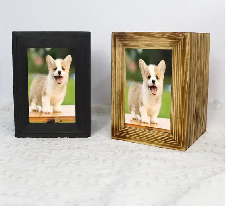 Hund Urnen Pet Memorial Holz Urnen für Hund Asche Sarg Katze Memorial Beerdigung Sarg Hunde Beerdigung Box mit Fotos Rahmen holz Box