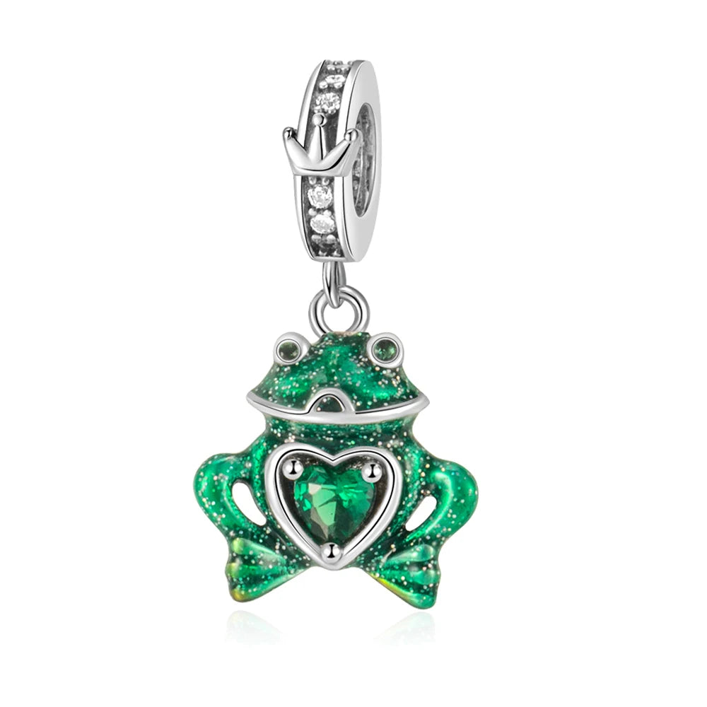 Tier-Serie, 925er-Sterlingsilber, Qualle, Pfau, Schildkröte, Kaninchen, Frosch, Charm, passend für DIY-Armbänder, Halsketten, Geschenke für Kinder
