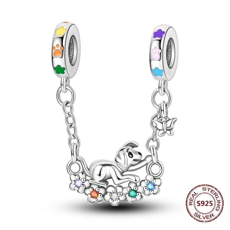 Sicherheitskette Libelle Schmetterling 925er Sterlingsilber Original Marienkäfer Kolibri Charm DIY Schmuckherstellung für Armband Armreif