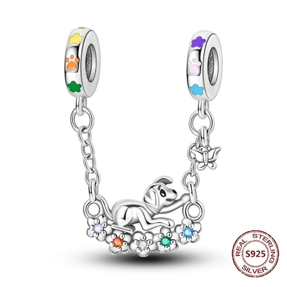 Sicherheitskette Libelle Schmetterling 925er Sterlingsilber Original Marienkäfer Kolibri Charm DIY Schmuckherstellung für Armband Armreif