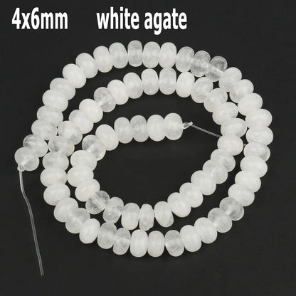 44 Arten weiße Chalcedon-Jade-Achat-Perle, Naturstein, Rondelle-Würfel, facettierte lose Perlen für Schmuckherstellung, Armbänder, Zubehör