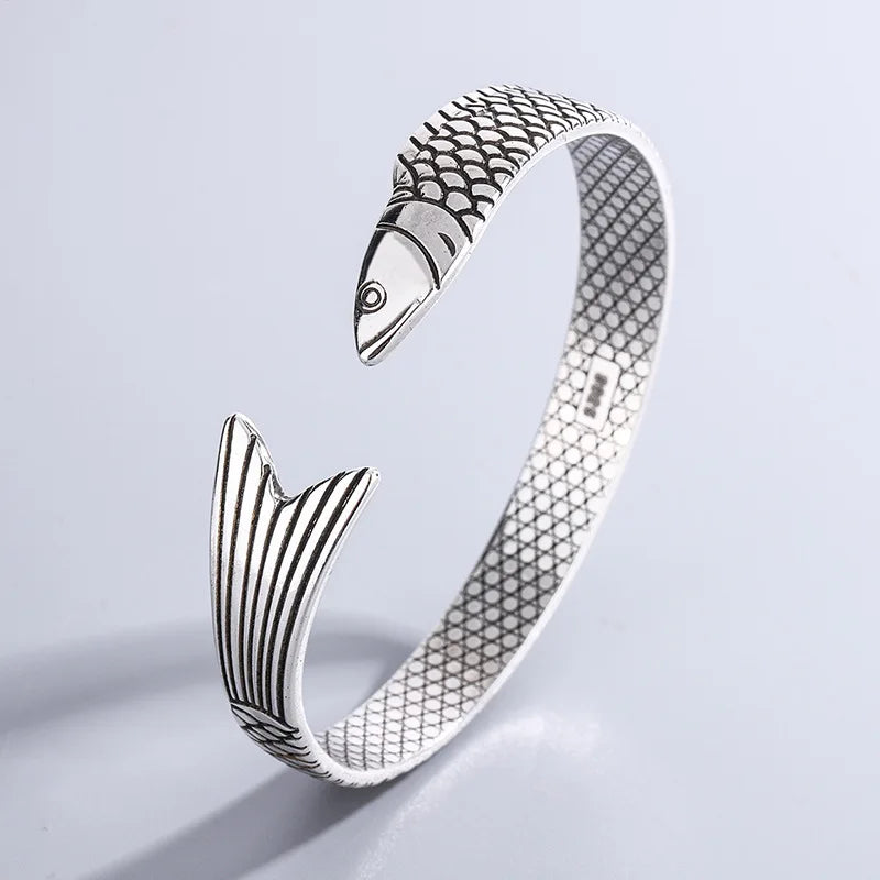 New creative fashion personality lucky fortune transfer dragon bracelets 925 Sterling Silver Jewelry fish bangles TYB110