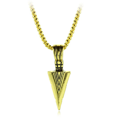 2022 silber Farbe Retro Persönlichkeit Schwarz Dreieck Pfeilspitze Halskette Anhänger Nische Stil Punk Schmuck Party Geschenk Für Männer Und Wo