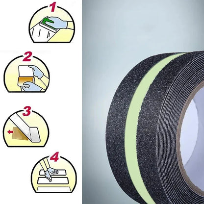 5CM X 5M Anti-Rutsch-Klebeband mit grünem, im Dunkeln leuchtendem Streifen, reibungsstarkes, selbstklebendes Klebeband für Treppenstufen, Innen- und Außenbereich