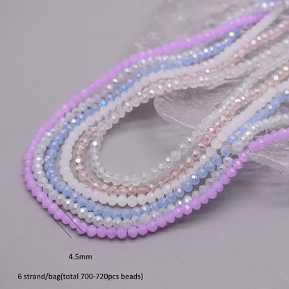 4 mm Farbschema, 6 Stränge/Beutel, Rondelle-Kristallglasperlen, facettierte lose Distanzperlen für Schmuckherstellung, Schmuck, DIY-Halskette