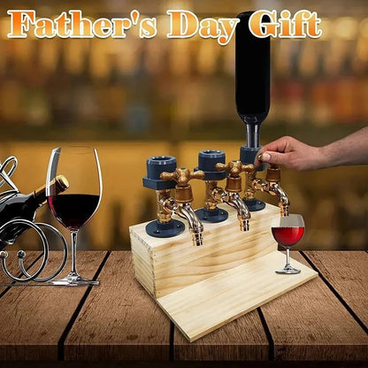 Holz-Wasserhahn-förmiger Whisky-Schnapsspender, perfekte Wein-Alkohol-Geschenke für Papa, Ehemann, rustikales Bauernhaus, Bar, Heimdekoration