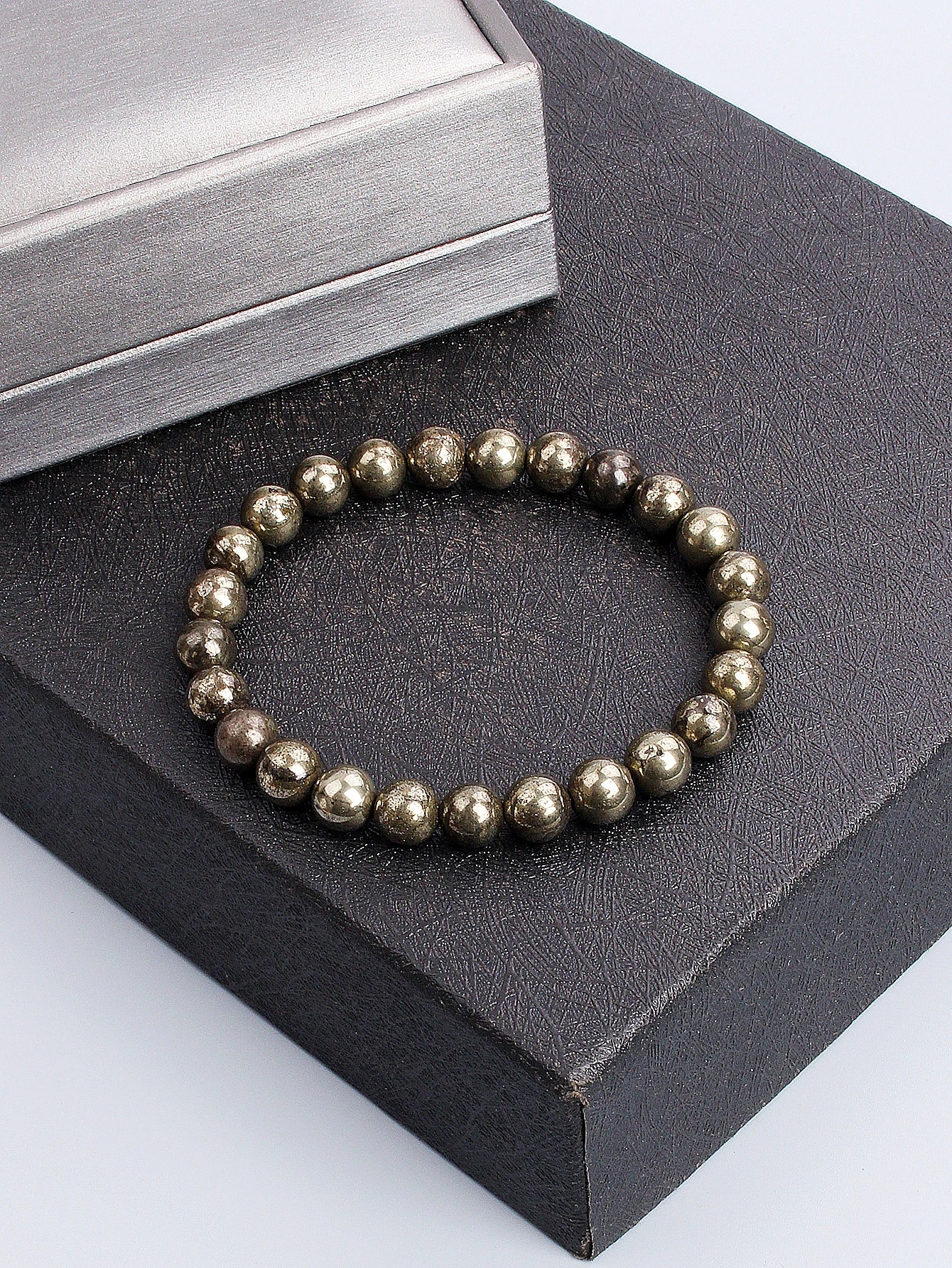 Natural Pyrite Stone Bead Bracelet for Wealth Abundance Confidence Boost Positive Energy Flow & Protective Empowerment Jewelry