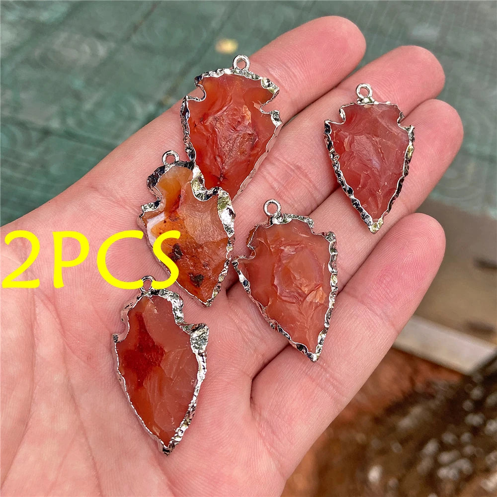 Echte Stein Pfeile Halskette Anhänger Rohkristall Quarz Anhänger Handwerk Amethyst Obsidian Pfeilspitze Energie Glücksbringer Herstellung Diy