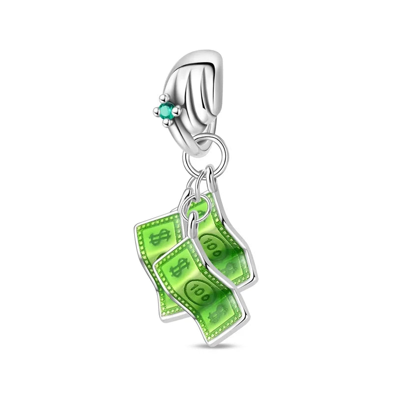 Glücksbringer aus 925er-Sterlingsilber, Geldbaum, glückliche Katze, Gott des Reichtums, Dollar-Schatz-Charm, passend für DIY-Armbänder, Halsketten, viel Glück, Wunschgeschenk