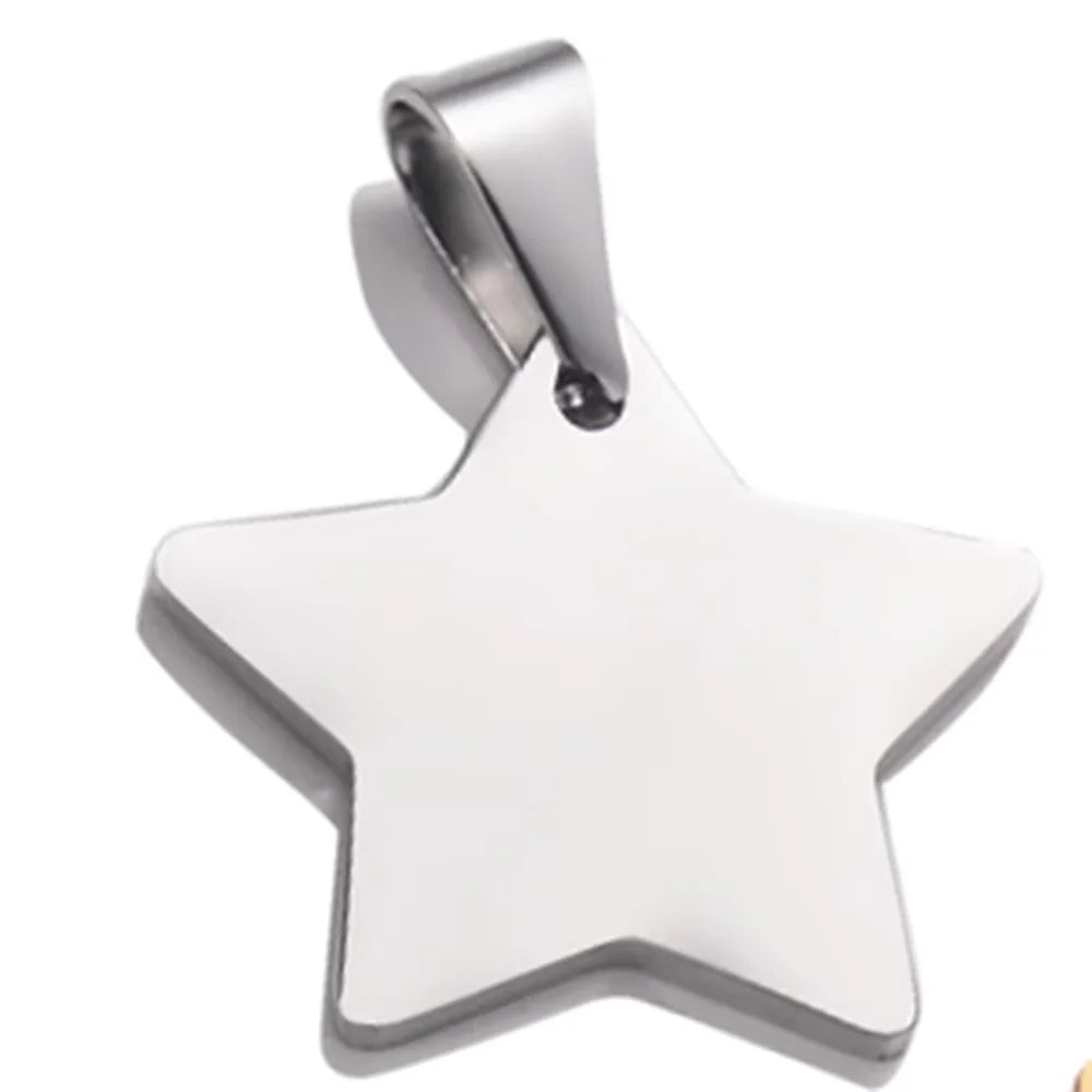 6 Teile/los Klassische Mond Sterne Anhänger ID Tags Für Frauen Männer Halskette Schmuck Edelstahl Doppel Seiten Polnischen