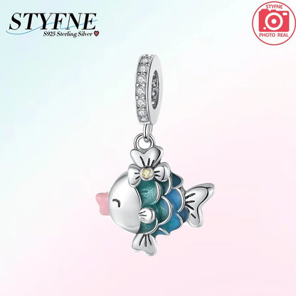 925 Silber DIY Schmuck Zubehör Zirkon Krabbe Wal Big Mouth Fisch Charms Perlen passen Original Armband Schmuckstück