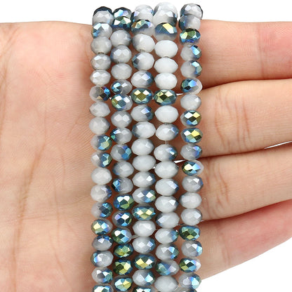 3/4/6/8mm Facettierte Jade Weiße Kristall Glas Perlen Vergoldet Flache Runde Lose Perlen für Schmuck Machen Diy Armband Ohrring
