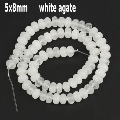 44 Arten weiße Chalcedon-Jade-Achat-Perle, Naturstein, Rondelle-Würfel, facettierte lose Perlen für Schmuckherstellung, Armbänder, Zubehör