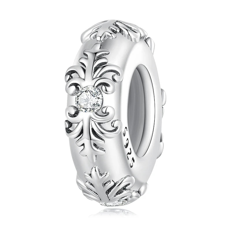 WOSTU Echt 925 Sterling Silber Herz Perlen Blume Retro Muster Charms Anhänger Fit Original DIY Armband Halskette Silber Schmuck