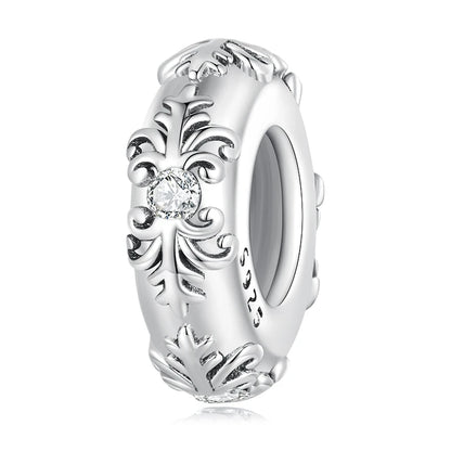 WOSTU Echt 925 Sterling Silber Herz Perlen Blume Retro Muster Charms Anhänger Fit Original DIY Armband Halskette Silber Schmuck