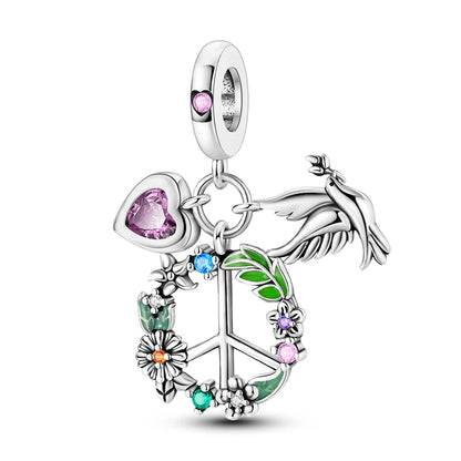 Versilberte bunte Charms-Perlen passen zu Original-Armreif, Einhorn, feuriger Drache, Anhänger, baumelndes Armband, DIY-Frauen-Schmuck, Geschenk