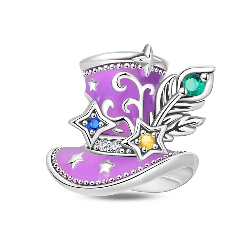 Lila Serie 925 Sterling Silber Maiglöckchen Rose Meerjungfrau Hexenhut Charm Passend für DIY Armband Halskette Charmante Geschenke