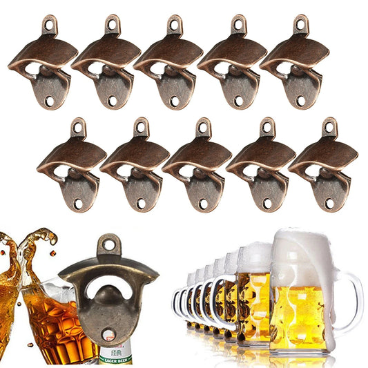 10PCS Vintage Flaschenöffner Wand Montiert Zink-legierung Bier Opener Werkzeug Wein Bar Zubehör mit Schrauben Opener Party Küche werkzeuge