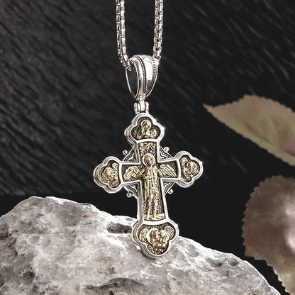 Vintage Gothic Totenkopf Jesus Kreuz Anhänger Halskette Katholischer Schmuck für Männer Punk Religiöse Amulett Halskette