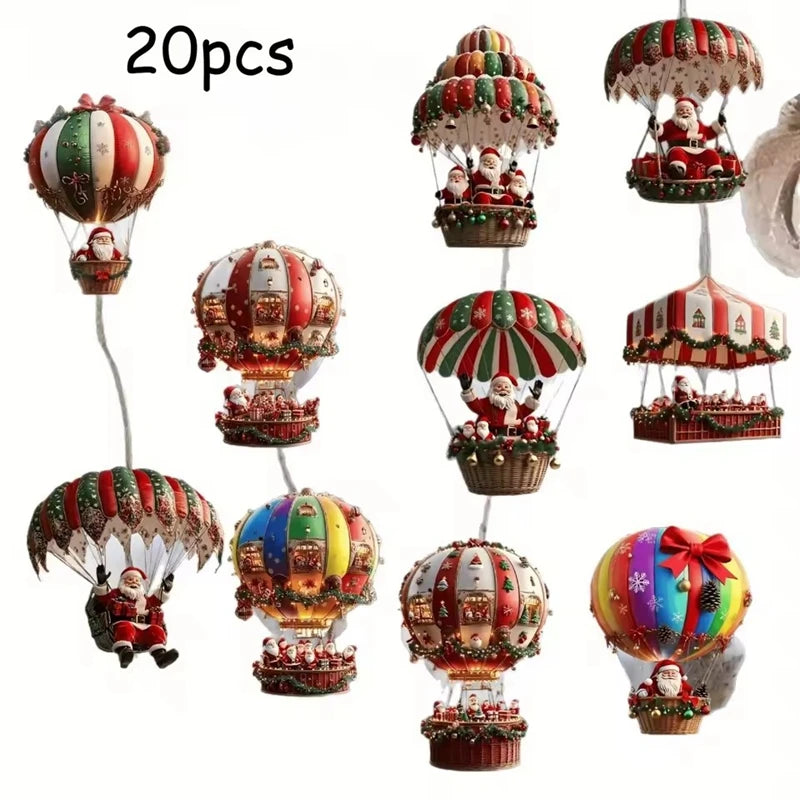 2D Weihnachtsmann Fallschirm Weihnachtsbaum Ornamente Neujahr Party Dekoration 2025, Weihnachten Indoor Outdoor Home Decor DIY Geschenke