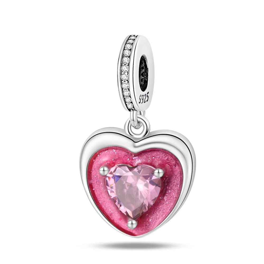 Heißer Verkauf 925er Sterlingsilber, rotes Herz und Pfeil, baumelnder Charm und blauer Murano-Glas-Delfine-Anhänger, passend für Armband, Modeschmuck