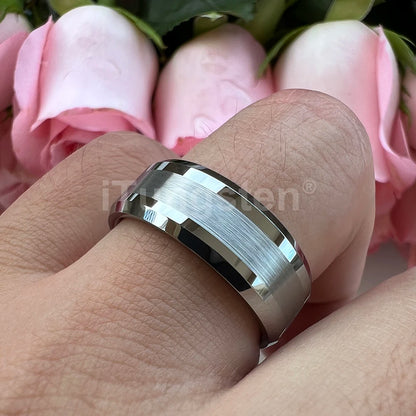 iTungsten 6mm 8mm Wolframkarbid-Fingerring für Herren und Damen, Verlobung, Ehering, Modeschmuck, I Love You, graviert, bequeme Passform