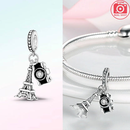 Neue Charms-Perle aus 925er-Sterlingsilber, rosa Schmetterling, leuchtende Glühwürmchen, baumelnd, passend für Armreifen, Halskette, DIY-Schmuck, Frauen-Geschenk