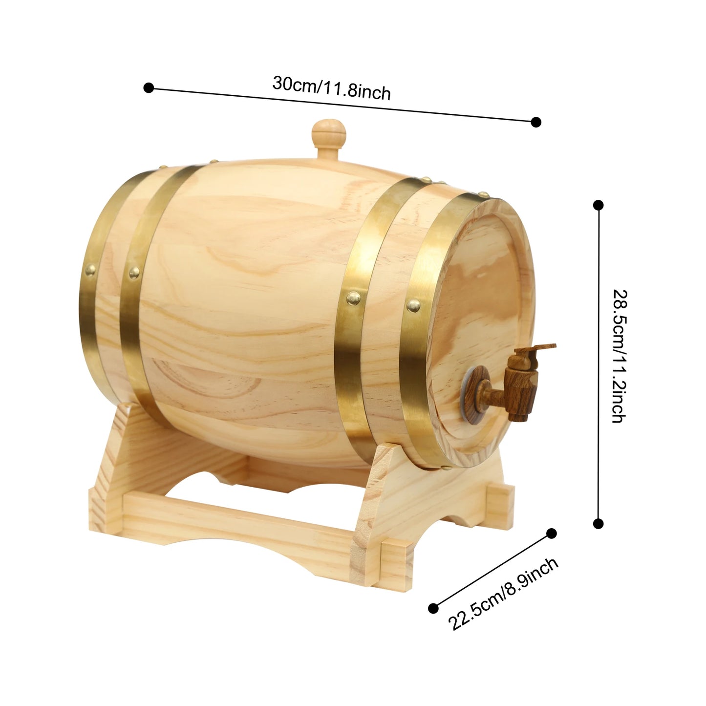 5L Holz Weinfass mit Wasserhahn Bier Brandy Barrel Dekor Ovaler Whiskey Spender Eimer für Home Catering Bar