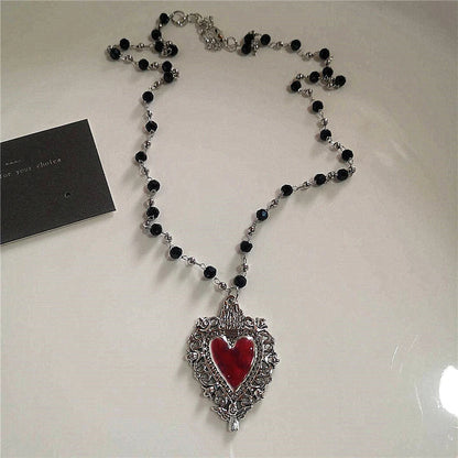 Gothic Rotes Kreuz Stern Herz Anhänger Halskette Für Frauen Männer Hip Hop Straße Vintage Y2K Grunge Punk Y2K Ästhetischen Schmuck Geschenke