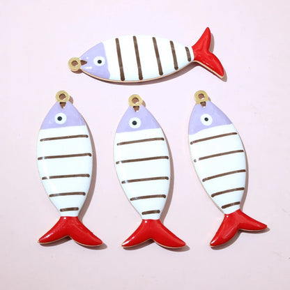 10 Stück 40x14mm Edelstahl Emaille Streifen Fisch Charms Anhänger DIY Schmuck Making Zubehör Erkenntnisse für Halsketten Ohrringe