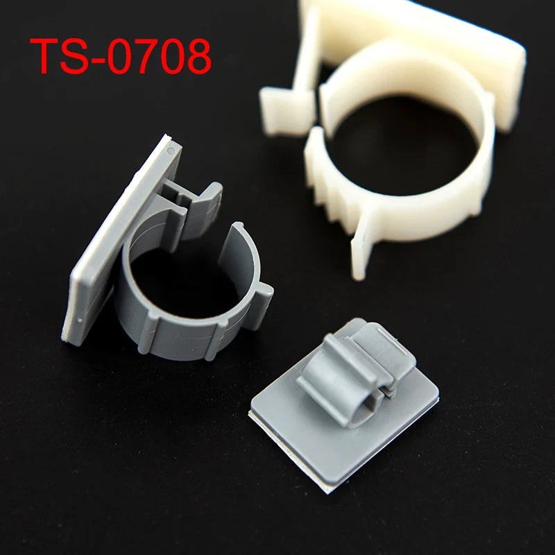 24 Stück TS-0708 20 x 25, 20 x 25, 8 mm Durchmesser, grau, zweistufig, verstellbar, selbstklebend, Netzwerkkabel, Drahtclip, Schnalle, feste Halterung