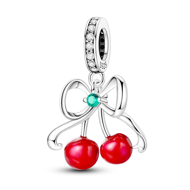 Original-Charm-Perle aus 925er-Sterlingsilber mit eingelegtem Zirkonium, Schleife, Liebesherz, Ballon-Anhänger, passend für Armbänder, DIY-Schmuckmarkierung