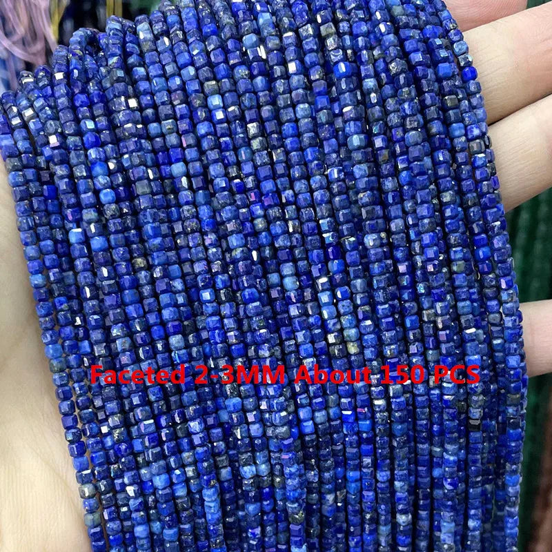 Natürliche Lapislazuli Runde Rohr Facettierte Lose Spacer Stein Perlen Für Schmuck Machen DIY Handgemachte Armbänder Halskette Zubehör
