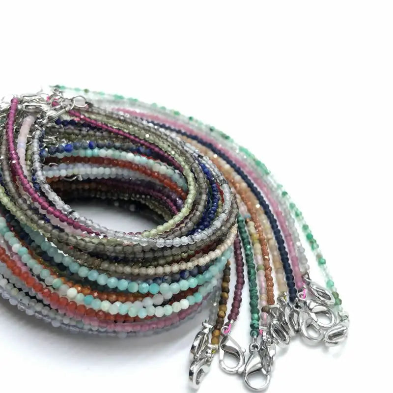 High Quality Natural Stone 2-3mm Handmade Micro Faced Beads Women's Agate Crystal Zircon Bracelet Jewelry Gift