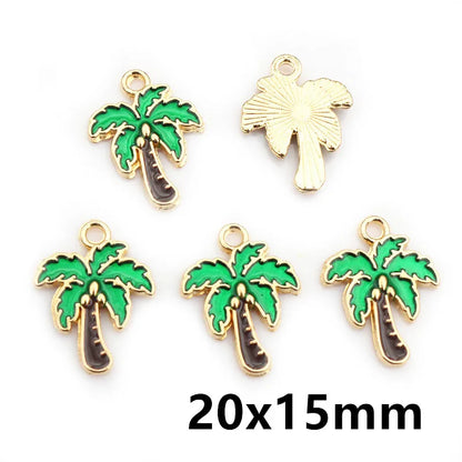 10 Stück Emaille Kokosnuss Palme Anhänger Anhänger Legierung Metall DIY Schmuck Herstellung Zubehör für Halsketten Ohrringe Armband