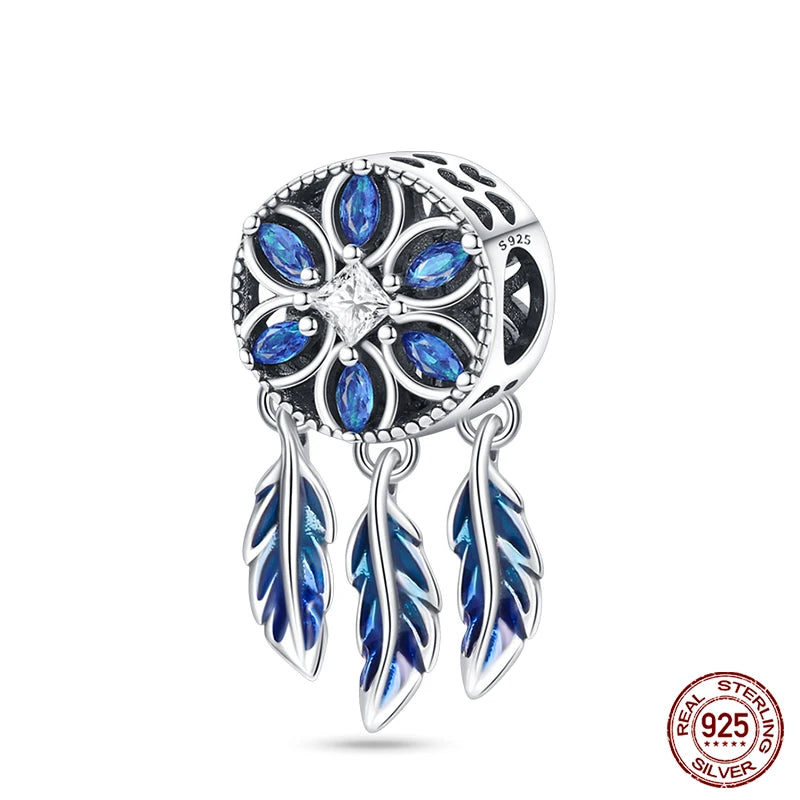 Modische 925er-Sterlingsilber-Charms mit buntem Traumfänger, Perlen für Qikaola 925 Original-Armbänder, exquisiter DIY-Schmuck, Geschenke