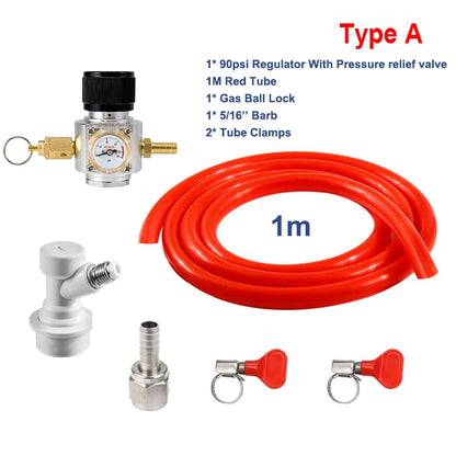 Home Brew Bier-Gasleitungsbaugruppe, 5/16 Zoll PVC-Gaskohlisationsschlauch, 0–90 psi CO2-Regler mit Kugelschloss und Klemmen für CO2-Gasflasche