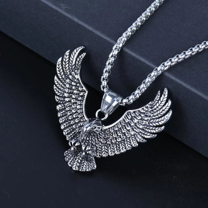 Flying Eagle Pendant Necklace Hip Hop Punk Stainless Steel Chain Men's Jewelry Vintage Rapper Rock Accessory Gift 2025, New