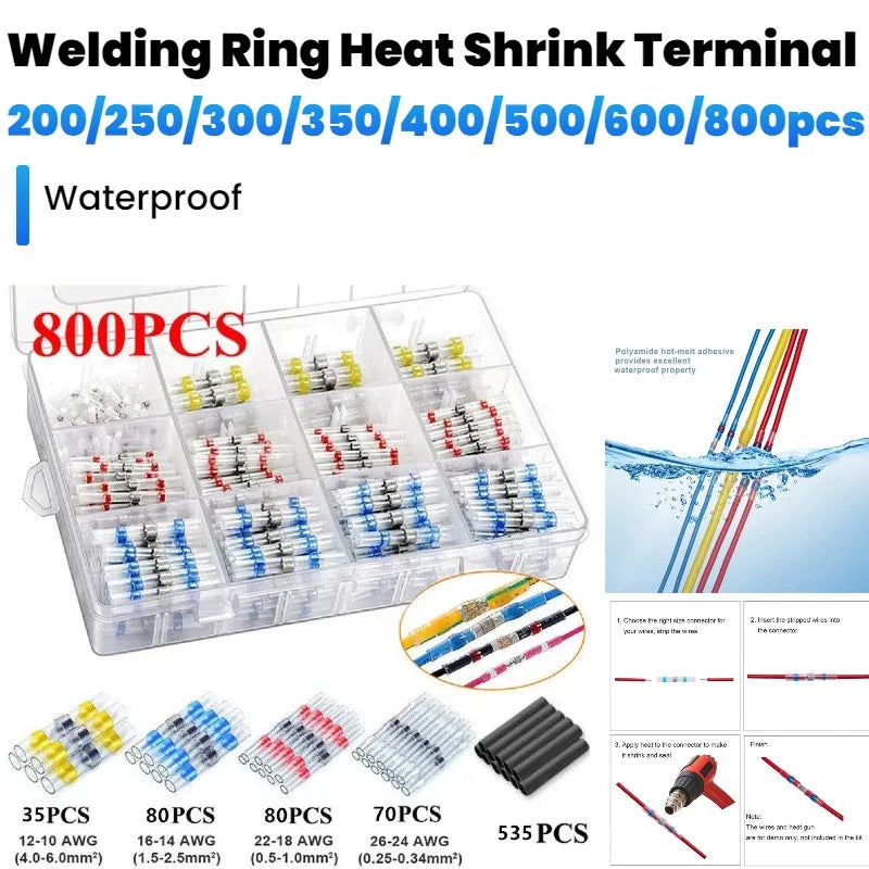 300 stücke-800 stücke Solder Versiegelt Draht Anschlüsse Schrumpf Solder Butt Anschlüsse Solder Connector Kit Automotive Marine isolierung
