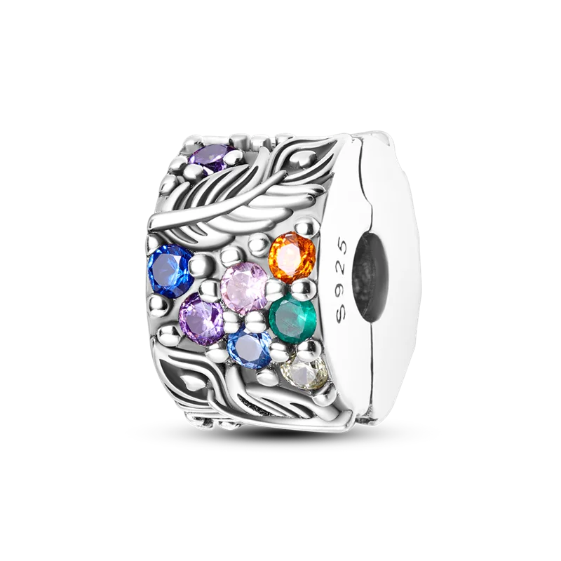 Silberverschluss, 925er-Sterlingsilber, CZ-Pflaster-Clip-Charms, Gänseblümchen-Perlen, Stopper, Sicherheitskette, passend für Original-Armreif, Schmuck-Clip
