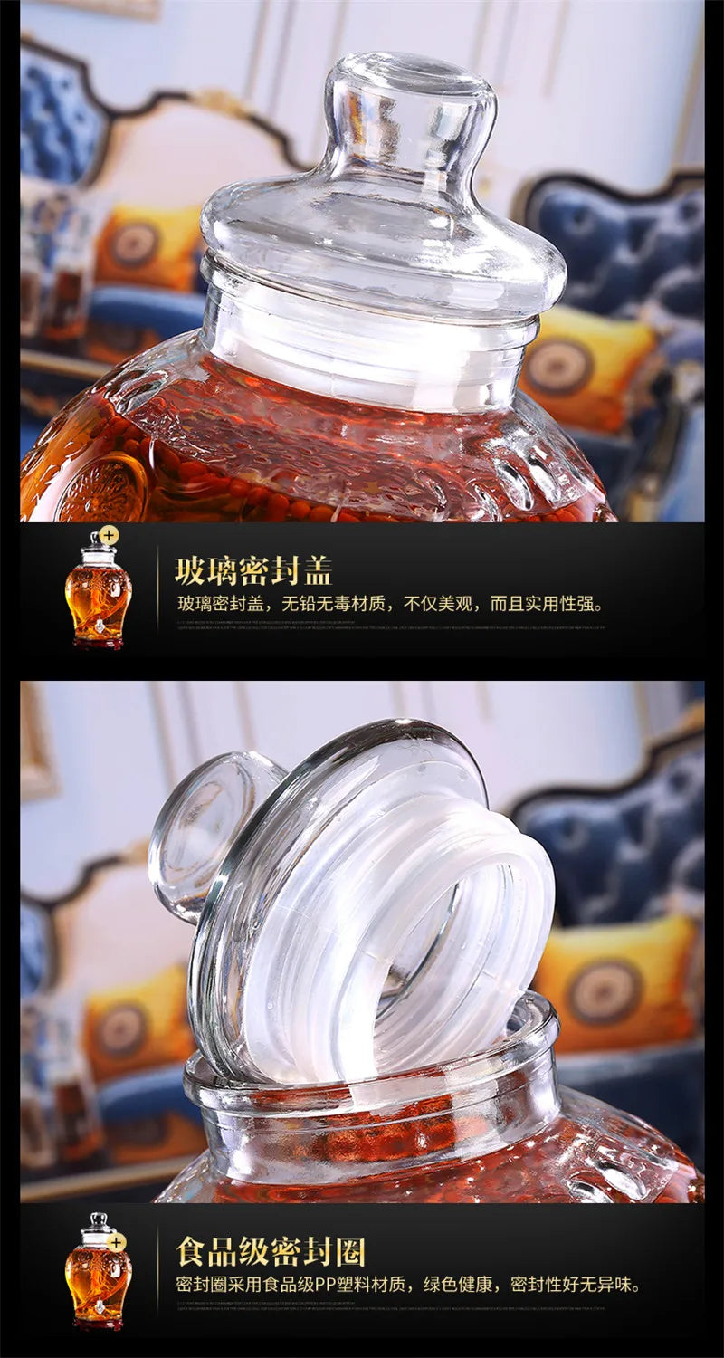 Leere dicke Glas-Enzym-Fass-Weinglas mit Wasserhahn Nicht-Bleiglas Obst traditionelle chinesische Medizin Alkohol flaschen 2,5 l