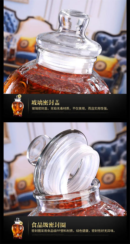 Leere dicke Glas-Enzym-Fass-Weinglas mit Wasserhahn Nicht-Bleiglas Obst traditionelle chinesische Medizin Alkohol flaschen 2,5 l