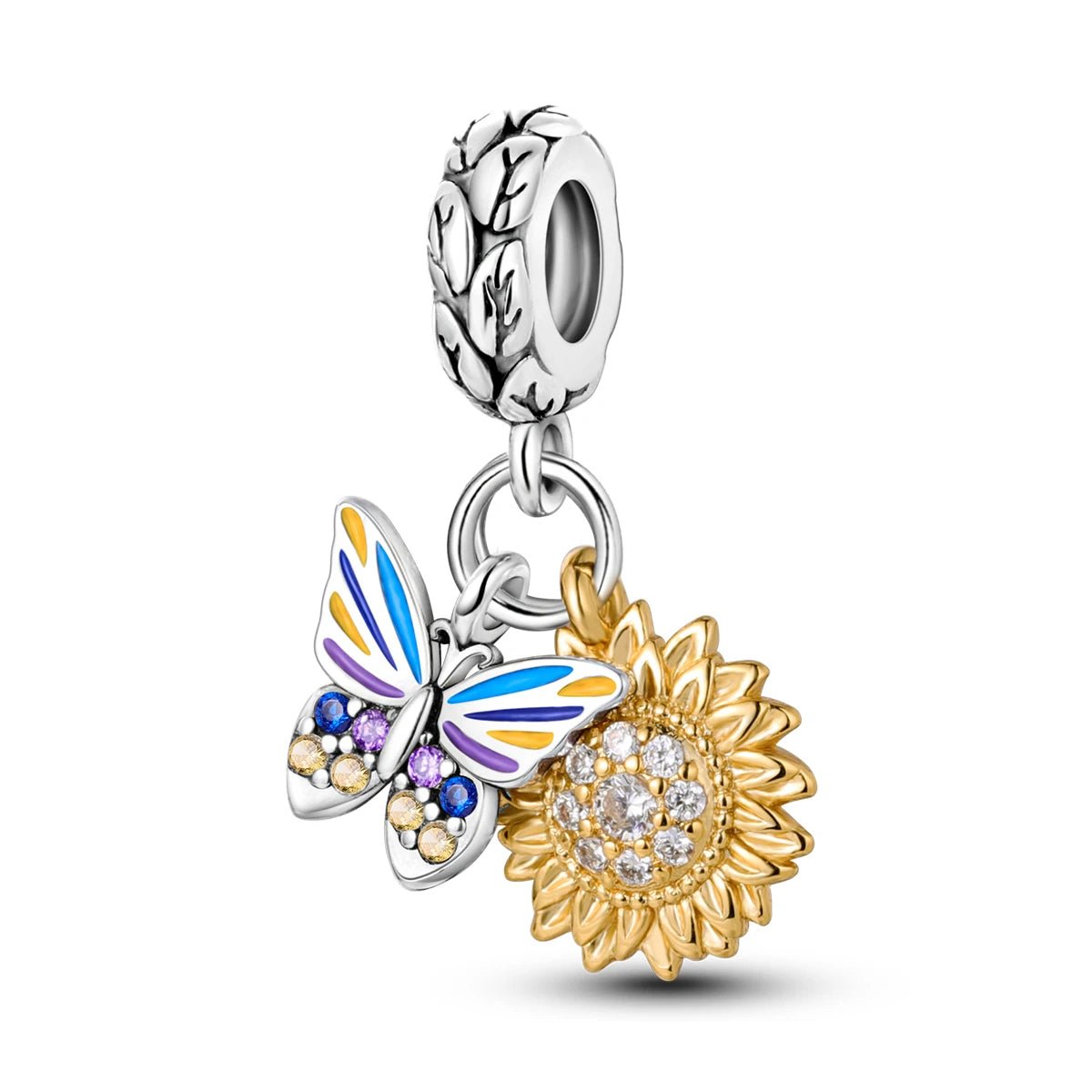 Original 925er Silber-Charm-Perlen, leuchtender, leuchtender Glühwürmchen-Schmetterlings-Anhänger, passend für Armbänder, Charm-Herstellung von Schmuck