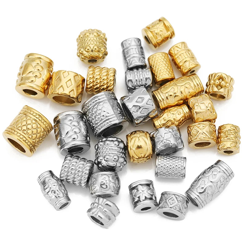 5 teile/los Edelstahl Gold Farbe Lose Rohr Große Loch Spacer Perlen für DIY Armbänder Halskette Schmuck Machen Liefert Finden