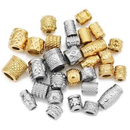 5 teile/los Edelstahl Gold Farbe Lose Rohr Große Loch Spacer Perlen für DIY Armbänder Halskette Schmuck Machen Liefert Finden