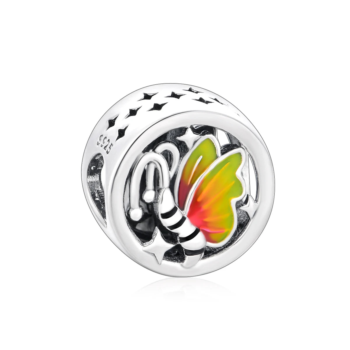 Exquisiter 925er-Sterlingsilber-Charm mit funkelndem Edelstein, Schlüssel, Blume, Schmetterling, passend für DIY-Armbänder, Halsketten, edler Schmuck, Geschenke