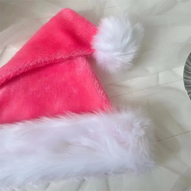 Weihnachtsmannmütze, Weihnachten, rosa, lang, Plüsch, Urlaub, rot, schwarz, für Erwachsene und Kinder, Unisex, 2024, Neujahr, festliches Partyzubehör