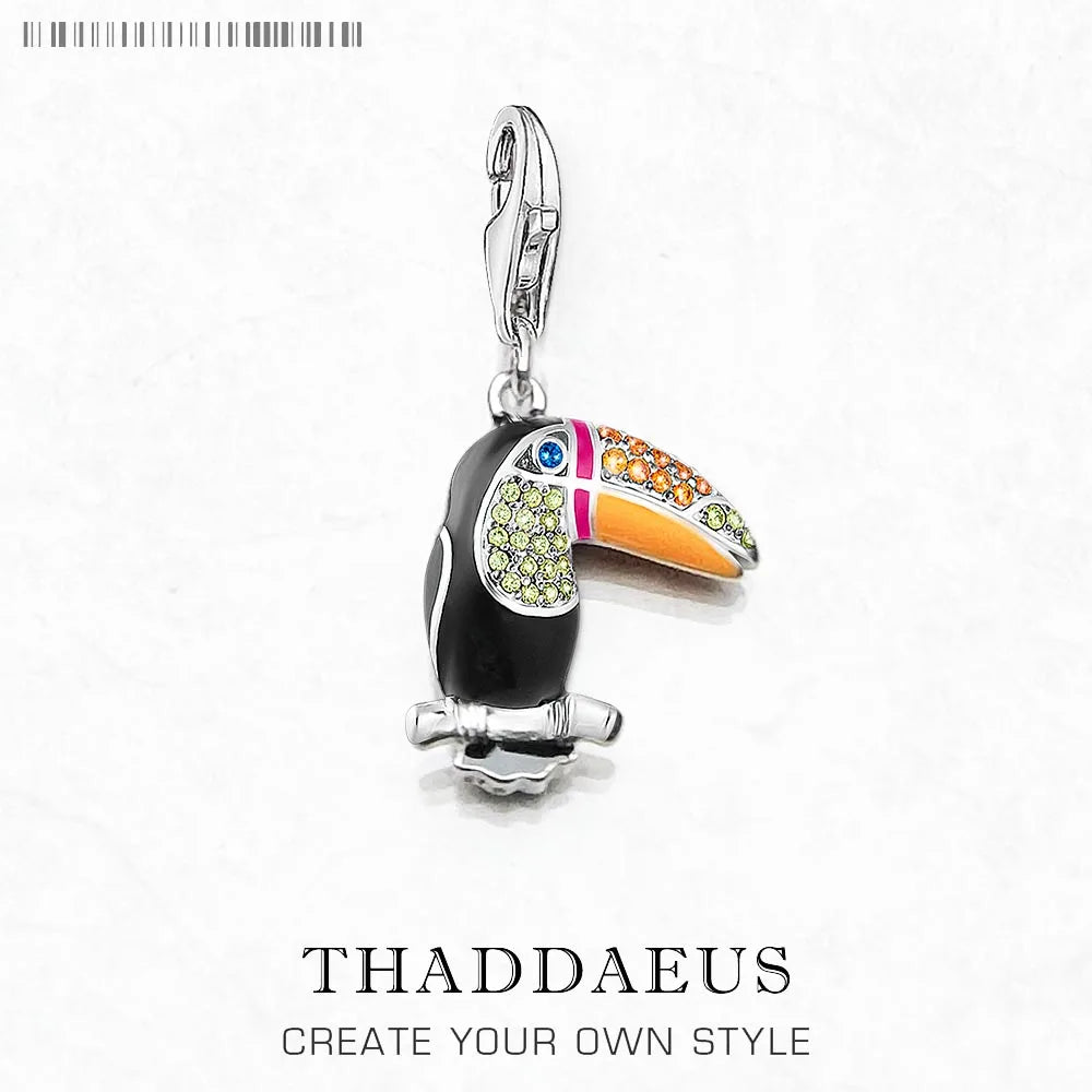 Bunter Touca-Charm-Anhänger im europäischen Stil, reines 925er-Sterlingsilber, süßer Modeschmuck, Club für Damen und Herren