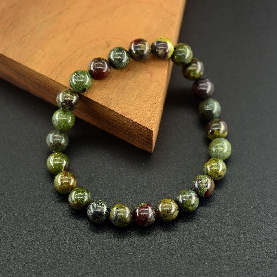 Natürliche Drachen Blutstein Elastische Armbänder Frauen Männer Charme Dinosaurier Jaspis Perlen Armband Fördern Die Durchblutung Schmuck