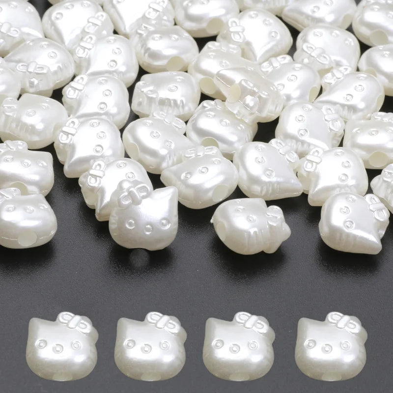 50 stücke 11mm Acryl Imitation Perle Perlen Cartoon Katze Perlen Für Schmuck Machen Armband Halskette Hand Diy Zubehör